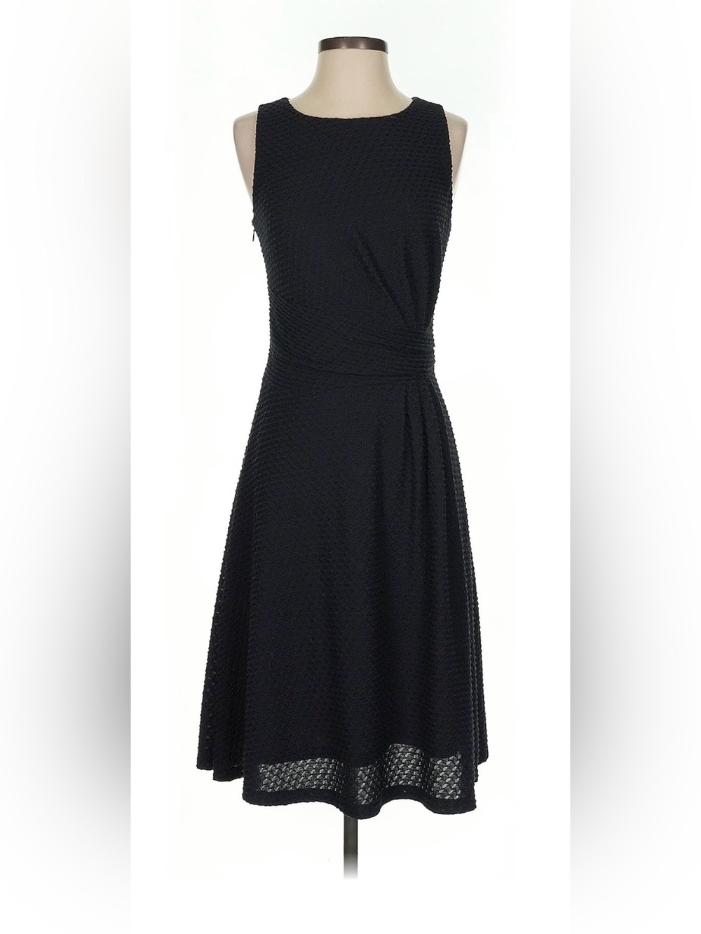 Adrianna Papell Black Textured Sleeveless Midi Dress